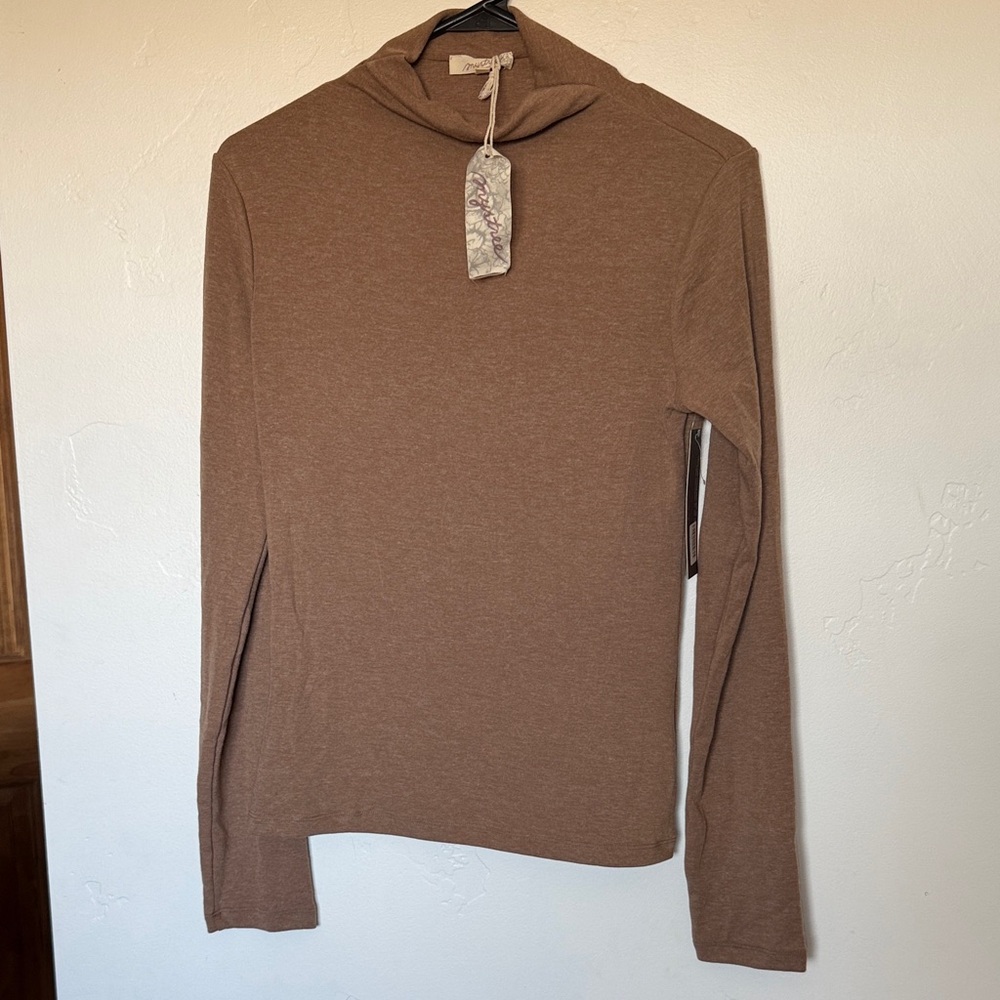 Mystree Brown Cowl Neck Long Sleeve Sweater